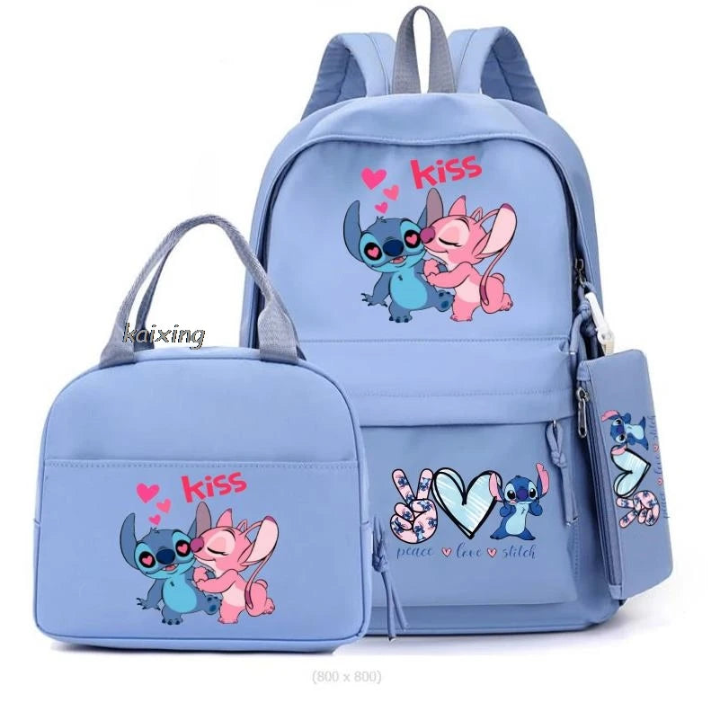 3Pcs/Set Lilo And Stitch Backpacks Lunch Bag Pencil Bag Teen Women Men School Students Backpack Cartoon School Bag Mochila
