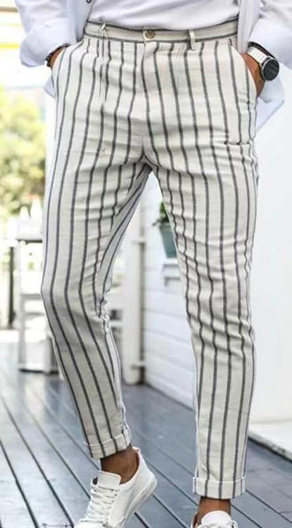 Men's Summer Thin 3D Printed Slim Fit Suit Pants