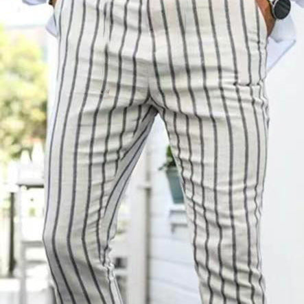 Men's Summer Thin 3D Printed Slim Fit Suit Pants