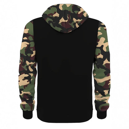 Stitching Hooded Men's Fashion Camouflage American Vintage Zipper Sweater