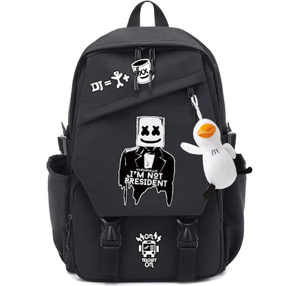 Unisex Marshmallow School Bag Portable Backpack for Business Trips Student Travel Gear   Send the pendant