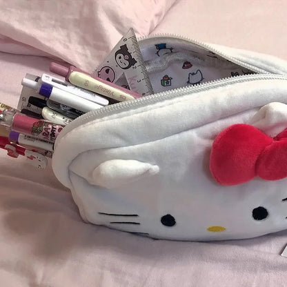 Hello Kitty Cute Plush Cat Pen Pencil Bag Case Cosmetic & Makeup Pouch Coin Purse Wallet Bags Stationery Storage School Supplies