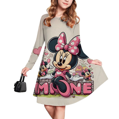 New Children's Clothing Disney Mickey Mouse Cute Girl Short Sleeve Dress 3-14 Year Old Children's Performance Clothing