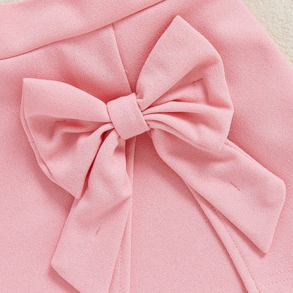 Infant Kids Baby Girls Autumn Skirt Outfits Long Sleeve 3D Flower Decor Ribbed Tops A-line Skirt Beret Set 6M-4T