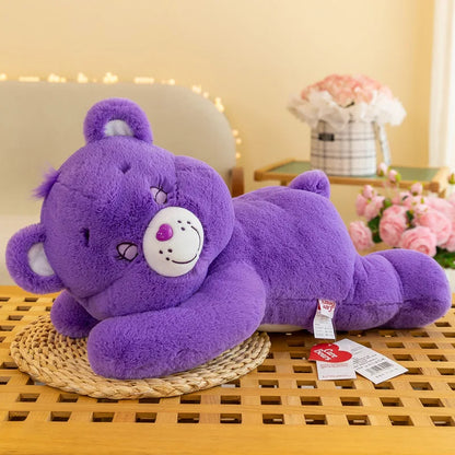 Genuine 50/70cm Carebear Plush Toy Pillow Rainbow Bear Lying Down Bear Doll Children's Doll Birthday Gift