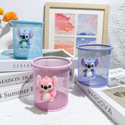 Stitch Metal Pencil Holder Cute Alien Character Desk Organizer For School Office Makeup Brush Storage Creative Gift