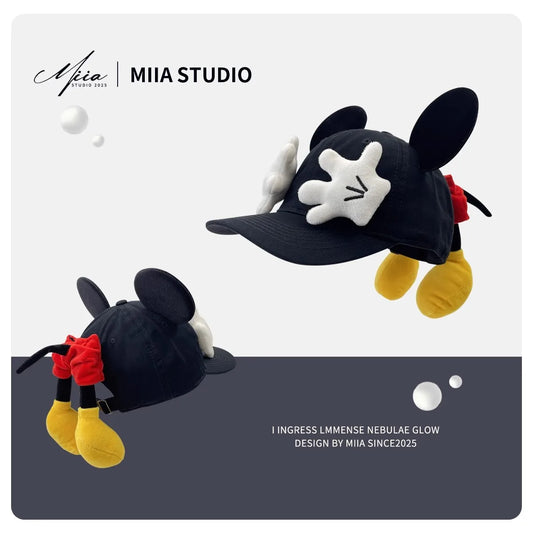 Cute Baseball Cap Cartoon Design Parody Mickey Cute Creative Big Ear Design Duck Tongue Hat Fashionable and Versatile