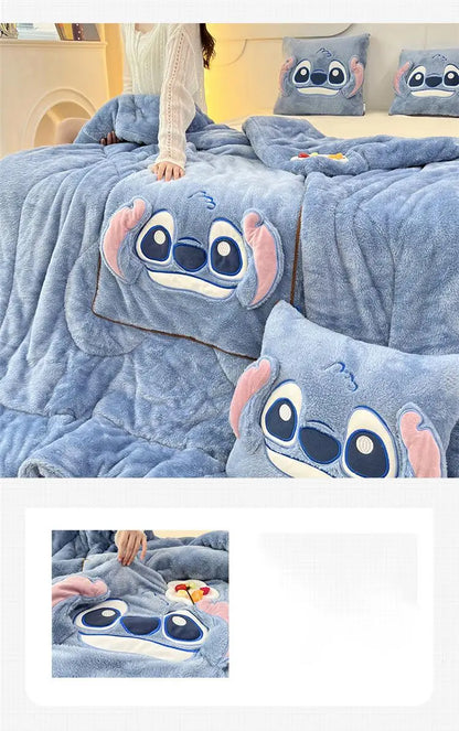 Stitch Blanket Winter Embroidered Pillow Blanket 2-In-1 Sofa Office Nap Blanket Living Room Child Bedroom Blanket Gifts