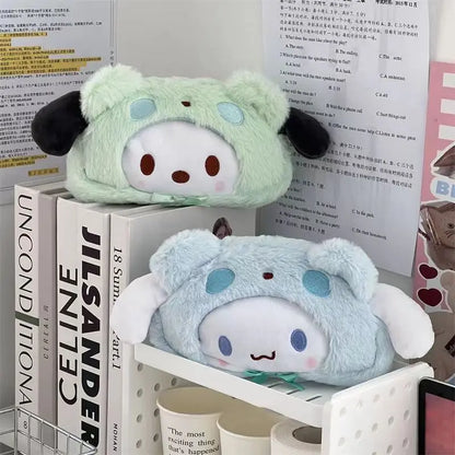 Sanrio Kuromi Cosmetic Bag Plush Pencil Case Hello Kitty Makeup Bag Large Capacity Stationery Pencil Pouch Storage Bag Girl Gift