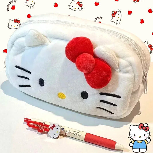 Hello Kitty Cute Plush Cat Pen Pencil Bag Case Cosmetic & Makeup Pouch Coin Purse Wallet Bags Stationery Storage School Supplies