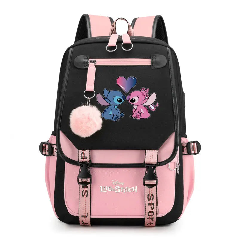 Cute Lilo & Stitch Mochila Feminina Backpack Usb Charging School Bags Teenage Girls Boys Laptop Back Pack Women Travel Bagpacks