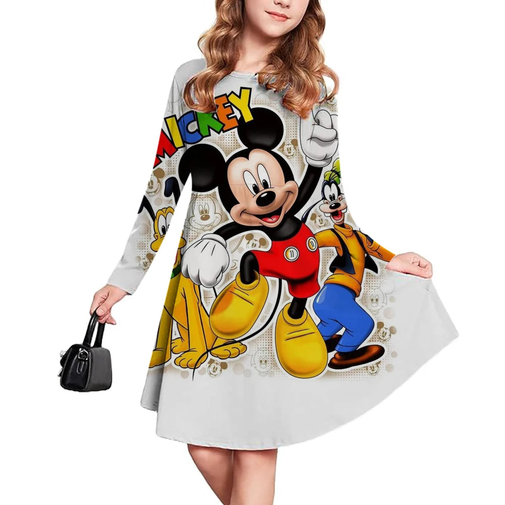 New Children's Clothing Disney Mickey Mouse Cute Girl Short Sleeve Dress 3-14 Year Old Children's Performance Clothing