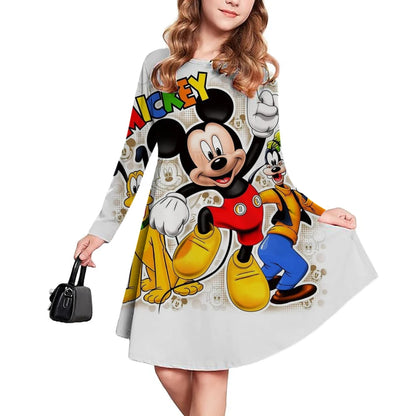 New Children's Clothing Disney Mickey Mouse Cute Girl Short Sleeve Dress 3-14 Year Old Children's Performance Clothing