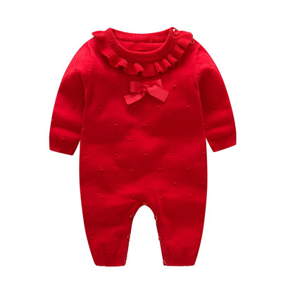 Spring New Toddler Baby Girl Knitting Romper+Hat Floral Embroidery Romper Long Sleeve Autumn Infant Baby Girls Knitting Jumpsuit