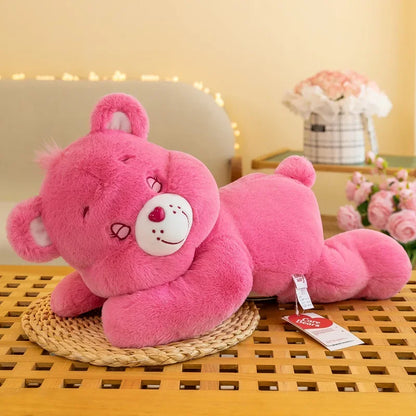 Genuine 50/70cm Carebear Plush Toy Pillow Rainbow Bear Lying Down Bear Doll Children's Doll Birthday Gift