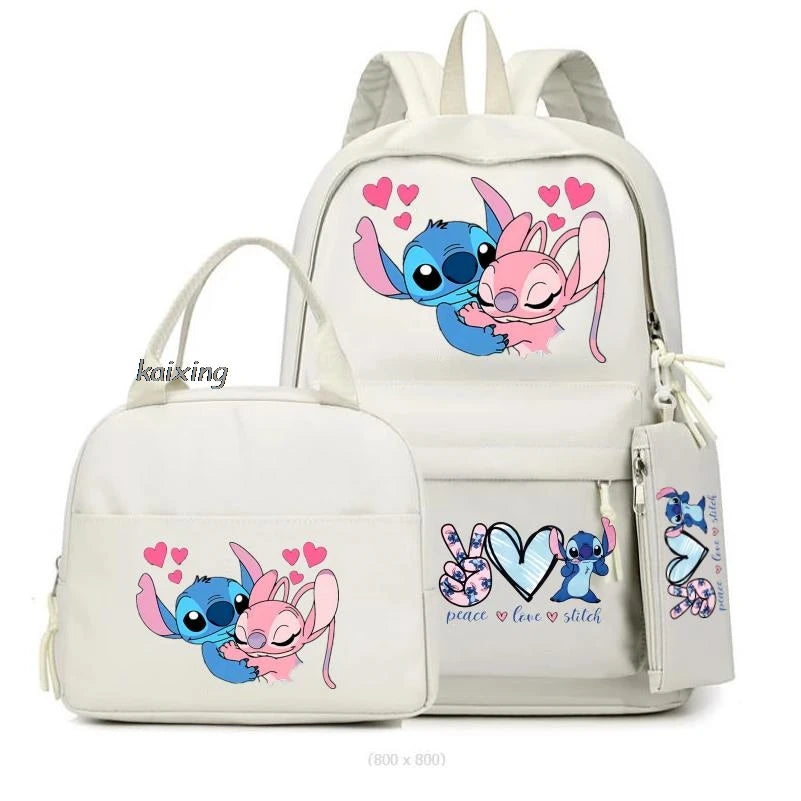 3Pcs/Set Lilo And Stitch Backpacks Lunch Bag Pencil Bag Teen Women Men School Students Backpack Cartoon School Bag Mochila