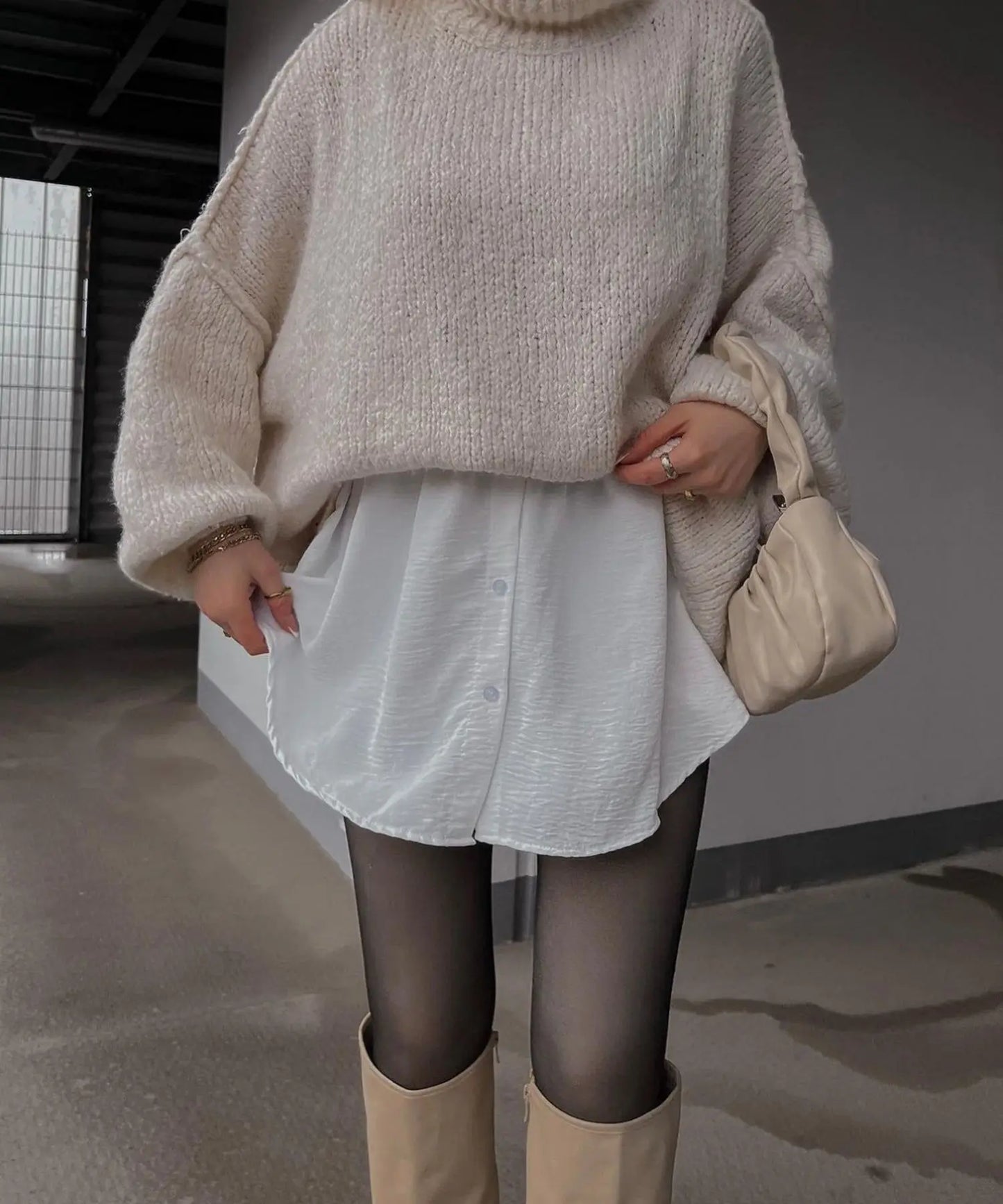 New Fall/winter Women's Sweater Solid Color Semi-turtleneck Casual Commuter Style Knit Pullover Loose Sweater Simple All-match