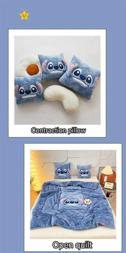 Stitch Blanket Winter Embroidered Pillow Blanket 2-In-1 Sofa Office Nap Blanket Living Room Child Bedroom Blanket Gifts