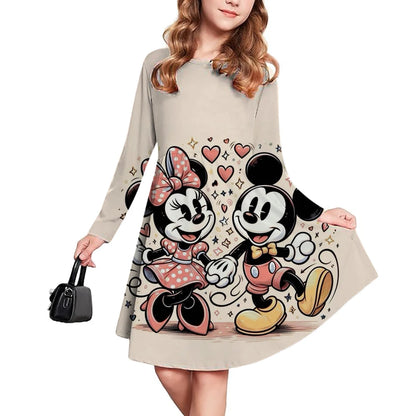 New Children's Clothing Disney Mickey Mouse Cute Girl Short Sleeve Dress 3-14 Year Old Children's Performance Clothing