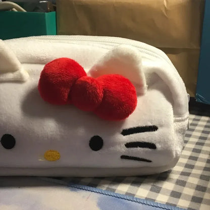 Hello Kitty Cute Plush Cat Pen Pencil Bag Case Cosmetic & Makeup Pouch Coin Purse Wallet Bags Stationery Storage School Supplies