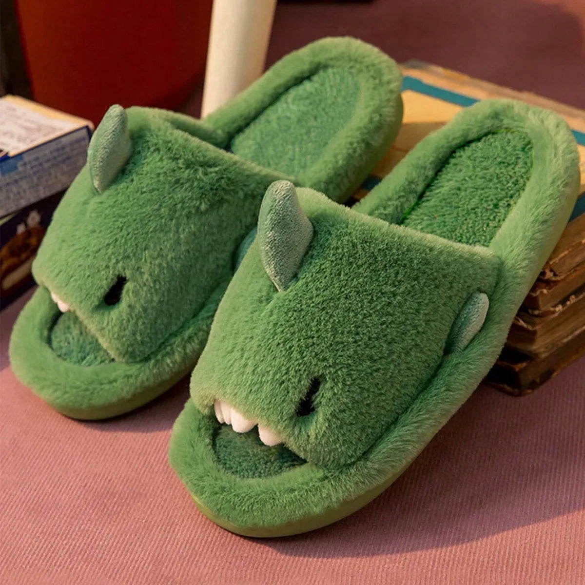 Men's Home Cotton Slippers Are Soft, Comfortable and Warm Indoor Fun Cartoon One Word Cotton Slippers