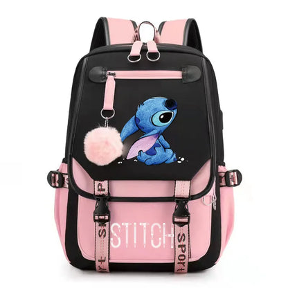 Cute Lilo & Stitch Mochila Feminina Backpack Usb Charging School Bags Teenage Girls Boys Laptop Back Pack Women Travel Bagpacks
