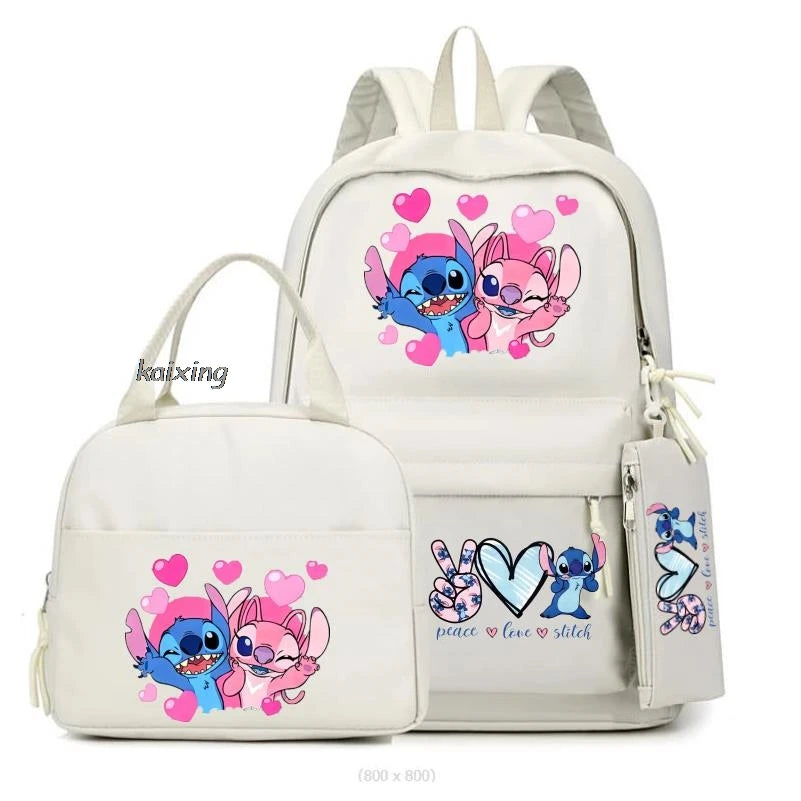 3Pcs/Set Lilo And Stitch Backpacks Lunch Bag Pencil Bag Teen Women Men School Students Backpack Cartoon School Bag Mochila