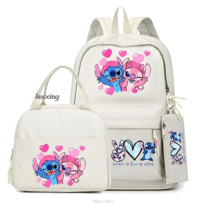 3Pcs/Set Lilo And Stitch Backpacks Lunch Bag Pencil Bag Teen Women Men School Students Backpack Cartoon School Bag Mochila