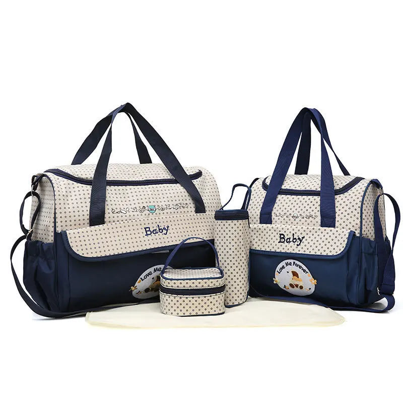Water-repellent mother and baby bag, multifunctional small mommy bag, Huayao bear embroidered maternity bag, travel bag