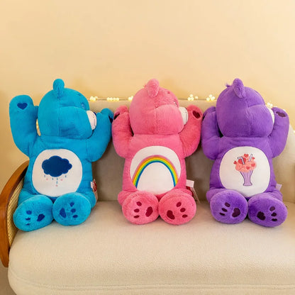 Genuine 50/70cm Carebear Plush Toy Pillow Rainbow Bear Lying Down Bear Doll Children's Doll Birthday Gift