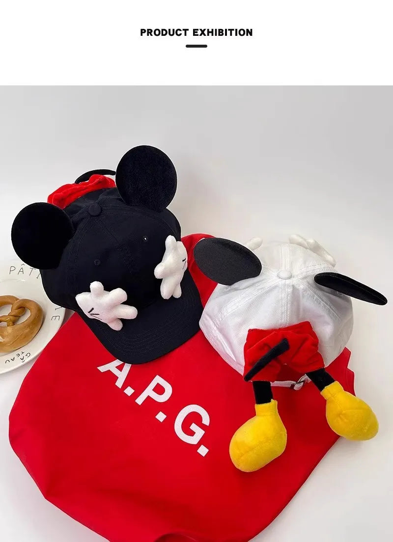 Cute Baseball Cap Cartoon Design Parody Mickey Cute Creative Big Ear Design Duck Tongue Hat Fashionable and Versatile