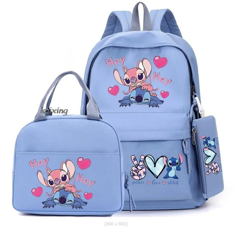 3Pcs/Set Lilo And Stitch Backpacks Lunch Bag Pencil Bag Teen Women Men School Students Backpack Cartoon School Bag Mochila