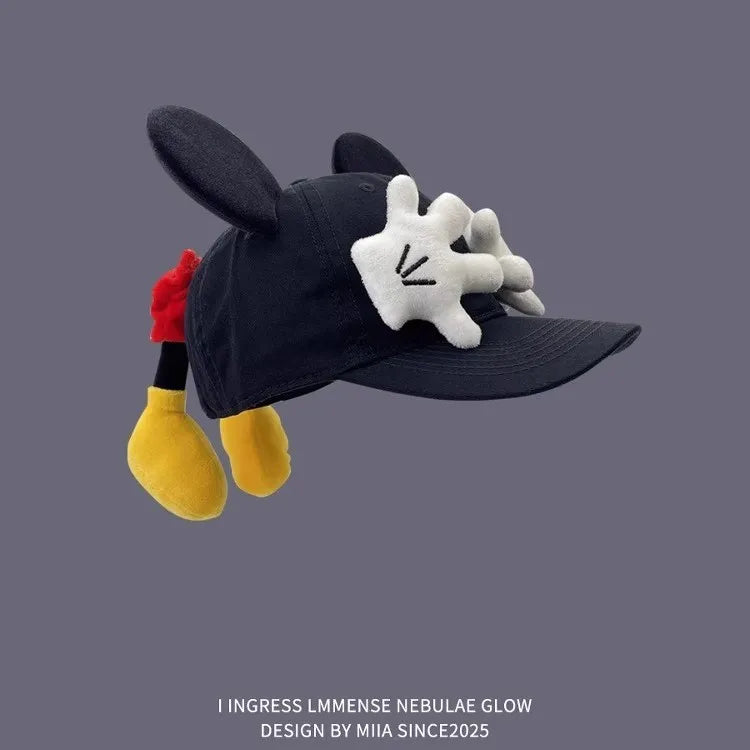 Cute Baseball Cap Cartoon Design Parody Mickey Cute Creative Big Ear Design Duck Tongue Hat Fashionable and Versatile
