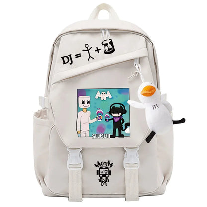 Unisex Marshmallow School Bag Portable Backpack for Business Trips Student Travel Gear   Send the pendant