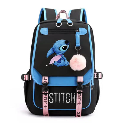 Cute Lilo & Stitch Mochila Feminina Backpack Usb Charging School Bags Teenage Girls Boys Laptop Back Pack Women Travel Bagpacks