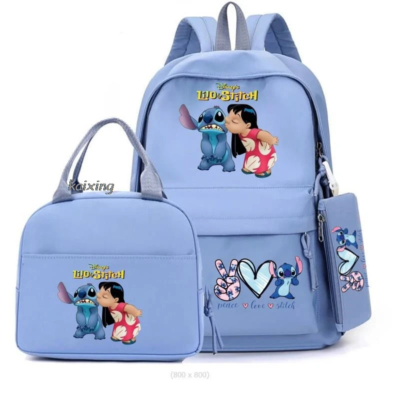 3Pcs/Set Lilo And Stitch Backpacks Lunch Bag Pencil Bag Teen Women Men School Students Backpack Cartoon School Bag Mochila
