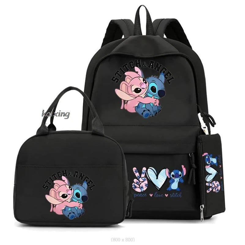 3Pcs/Set Lilo And Stitch Backpacks Lunch Bag Pencil Bag Teen Women Men School Students Backpack Cartoon School Bag Mochila