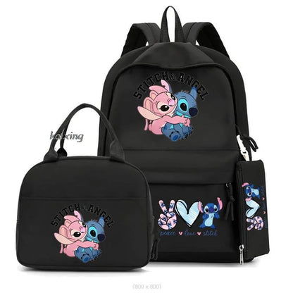 3Pcs/Set Lilo And Stitch Backpacks Lunch Bag Pencil Bag Teen Women Men School Students Backpack Cartoon School Bag Mochila