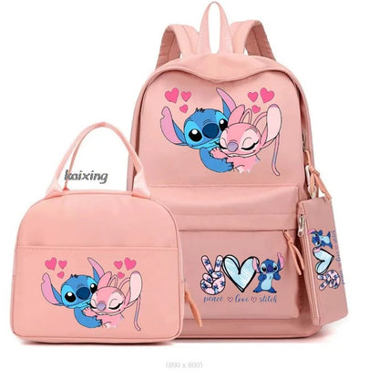 3Pcs/Set Lilo And Stitch Backpacks Lunch Bag Pencil Bag Teen Women Men School Students Backpack Cartoon School Bag Mochila