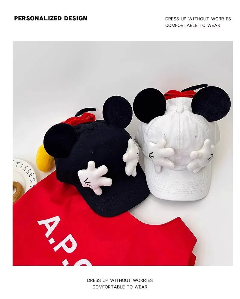 Cute Baseball Cap Cartoon Design Parody Mickey Cute Creative Big Ear Design Duck Tongue Hat Fashionable and Versatile