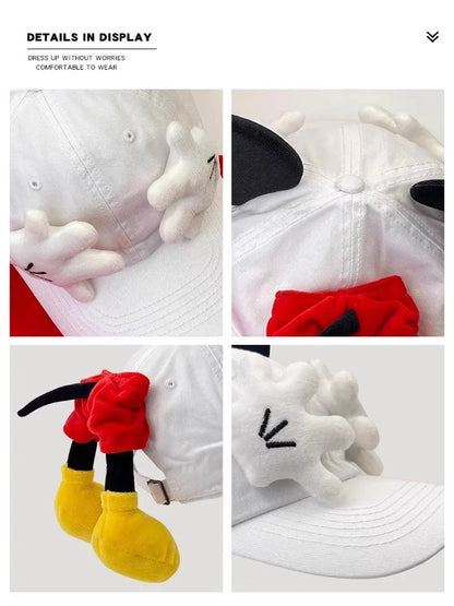 Cute Baseball Cap Cartoon Design Parody Mickey Cute Creative Big Ear Design Duck Tongue Hat Fashionable and Versatile