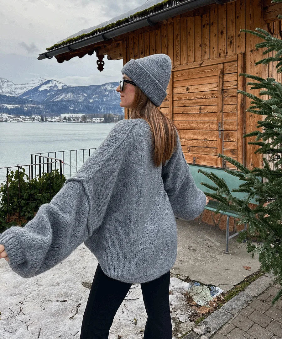 New Fall/winter Women's Sweater Solid Color Semi-turtleneck Casual Commuter Style Knit Pullover Loose Sweater Simple All-match