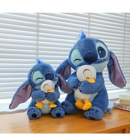 55cm Cartoon Anime Lilo Stitch Plush Toy Blue Hold Duck Stitch Kawaii Plushies Soft Stuffed Doll Big Size Sofa Pillow Kids Gift