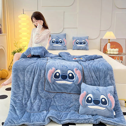 Stitch Blanket Winter Embroidered Pillow Blanket 2-In-1 Sofa Office Nap Blanket Living Room Child Bedroom Blanket Gifts