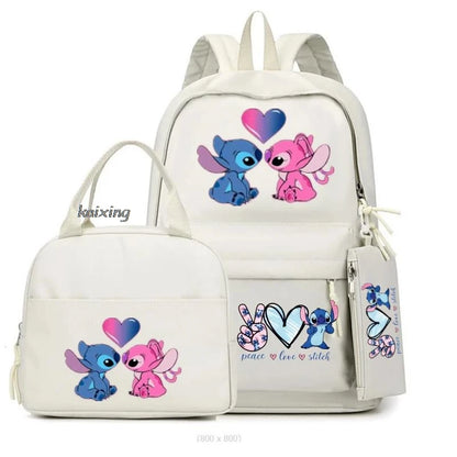 3Pcs/Set Lilo And Stitch Backpacks Lunch Bag Pencil Bag Teen Women Men School Students Backpack Cartoon School Bag Mochila