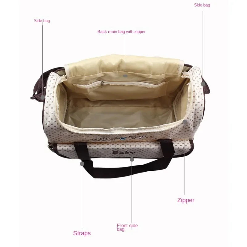 Water-repellent mother and baby bag, multifunctional small mommy bag, Huayao bear embroidered maternity bag, travel bag