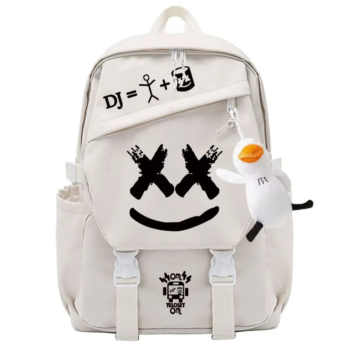 Unisex Marshmallow School Bag Portable Backpack for Business Trips Student Travel Gear   Send the pendant