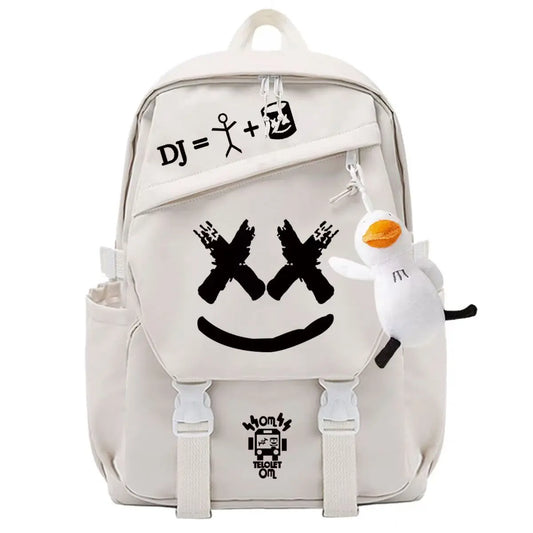 Unisex Marshmallow School Bag Portable Backpack for Business Trips Student Travel Gear   Send the pendant