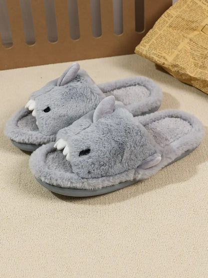 Men's Home Cotton Slippers Are Soft, Comfortable and Warm Indoor Fun Cartoon One Word Cotton Slippers