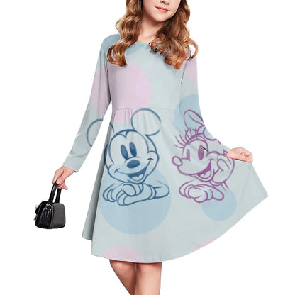 New Children's Clothing Disney Mickey Mouse Cute Girl Short Sleeve Dress 3-14 Year Old Children's Performance Clothing
